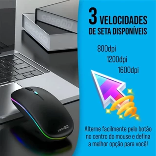 Mouse Sem Fio Recarregável Wireless Optico Led Rgb 2.4ghz Bluetooth Ergonômico Sem Fio Para Pc Desktop Notebook Tablet