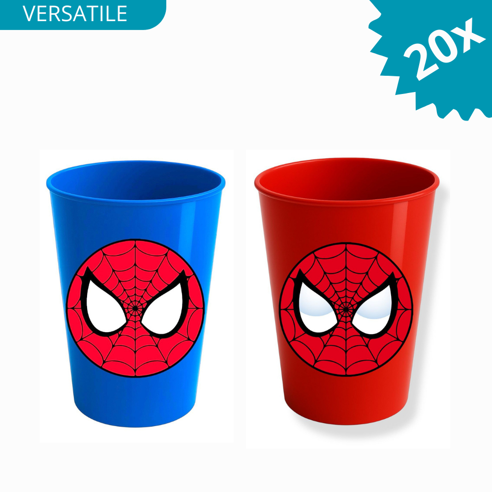 Kit 20 Copos de Plástico Reutilizáveis de Plástico 380ml Homem Aranha Para festas Crianças presente