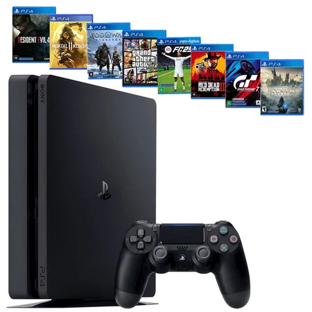Sony Playstation 4 1000gb Ps4 Slim + Ea Fc Fifa 25 + God Raganarok + Gta 5 + Mkt 11