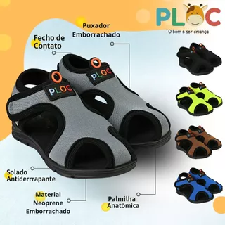 Papete Sandália Infantil Esportiva Casual Chinelo Calce Fácil Leve Respirável Ploc - Menino - PAP01 em Oferta na Shopee