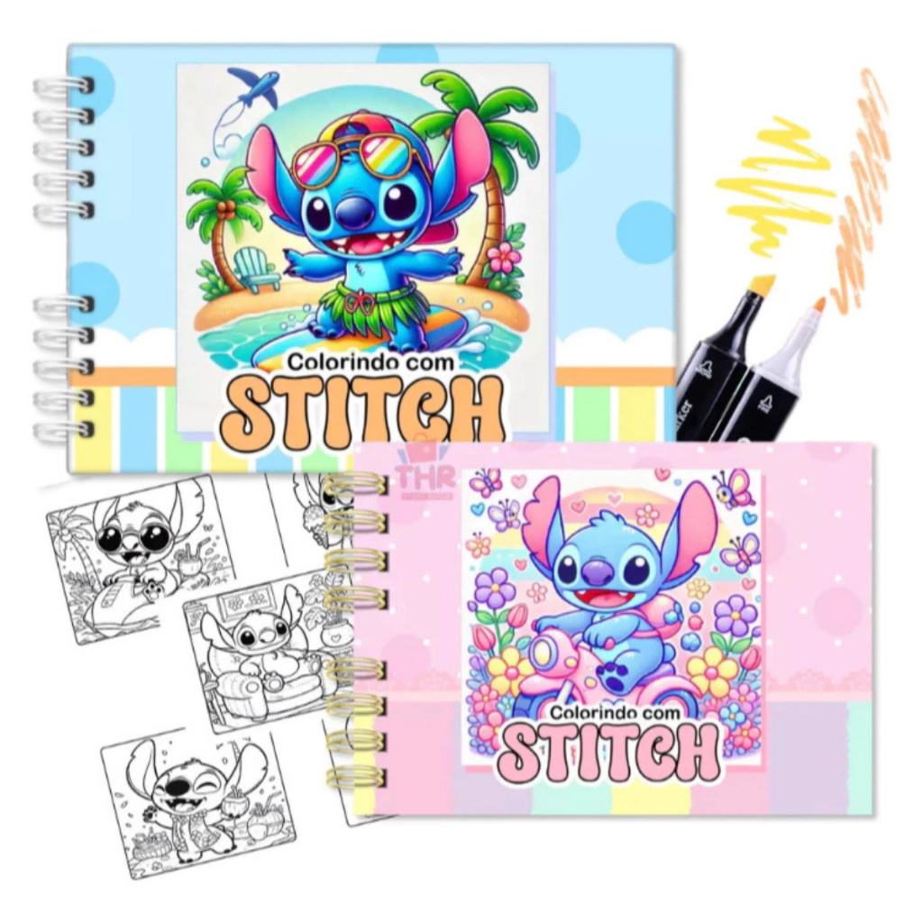 Livro de Colorir Stitch 50 Folhas 180g Personalizado Caderno Pintar ...
