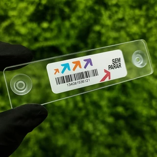 Suporte Tag Veicular Sem Parar Fixação no Para-Brisa Acrílico Transparente Com Ventosas