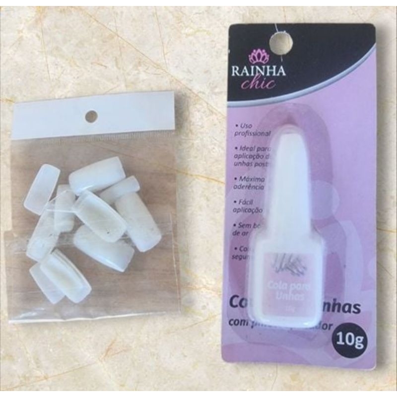 kit unhas postiças+ cola de unha | Shopee Brasil