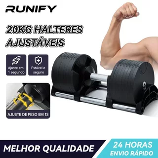 Dumbbell Halter Gallant Regulável Anilhas 20Kg Com Base Elite Pro