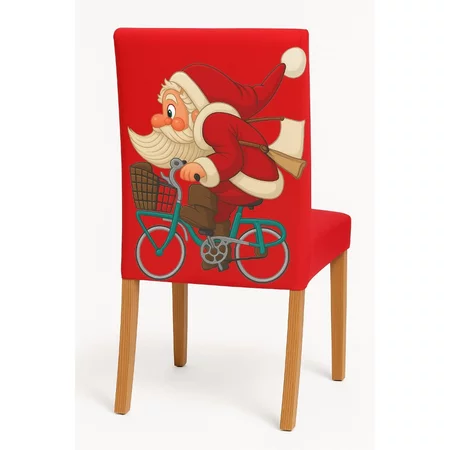 Kit  capas de cadeira natalinas elásticas – papai noel feliz natal