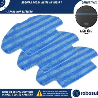 Kit 3 Refil Pano Mop Esfregão Para Robô Aspirador IDALI LIFE