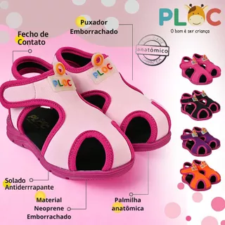 Papete Sandália Infantil Esportiva Casual Chinelo Calce Fácil Leve Respirável Ploc - Menina - PAP01 em Oferta na Shopee