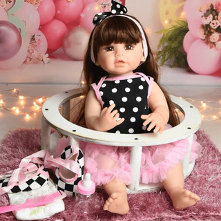 Bebê Sweetie Reborn Roupa Bailarina Bolinhas Sapatilha 55cm em Oferta na Shopee