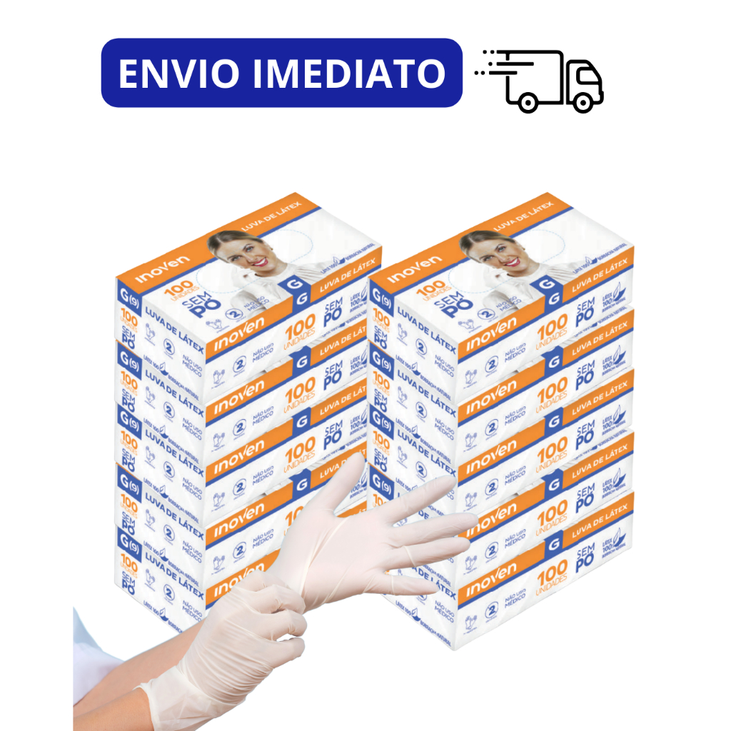Kit 1000 Luvas INOVEN Sem Pó Latex Caixa Procedimento | Shopee Brasil