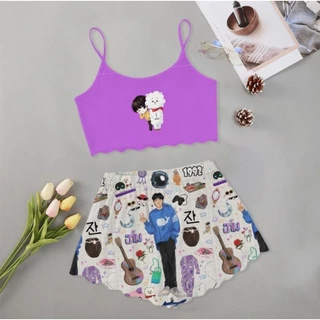 pijama cropped bts kpop ateez carros babydoll roupa para dormir em Oferta na Shopee