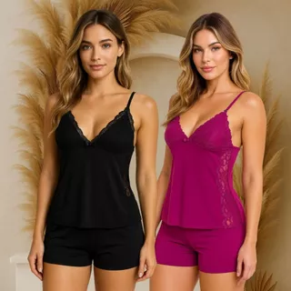Kit 2 Short Doll Baby Doll Leve Tecido Leve Alcinha Renda em Oferta na Shopee