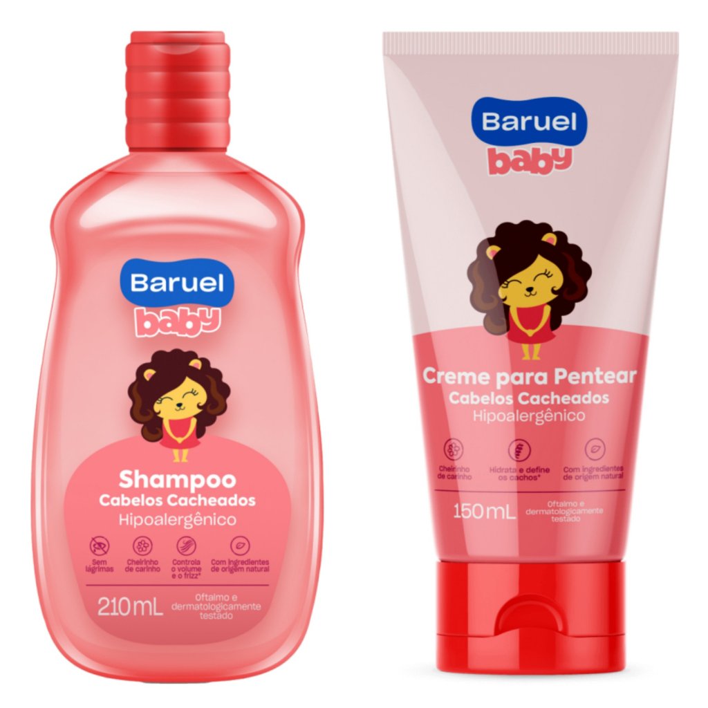 Kit Baruel Baby Cabelos Cacheados Shampoo + Creme de Pentear Hidratação ...