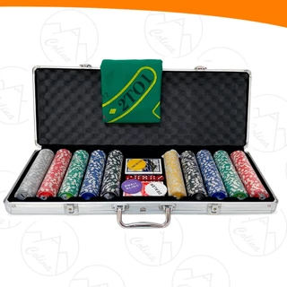Maleta Poker Luxo 500 Fichas Oficiais Numeradas Kit Completo