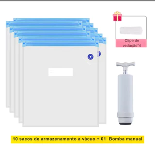 Kit 10 Sacos a Vácuo + Bomba Manual para Filamentos 3D PLA PETG ABS