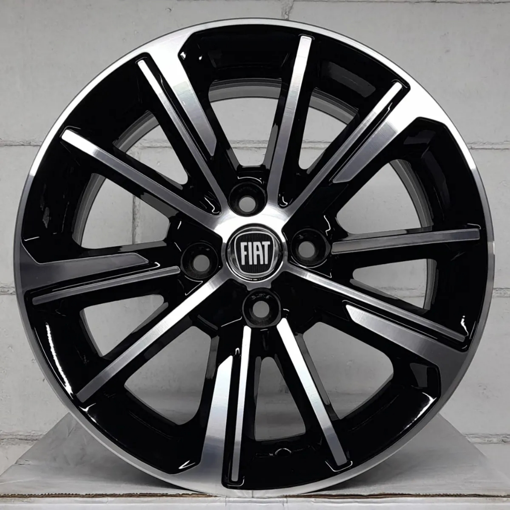 Kit 4 Rodas Aro 17x6,0 4x98 Fiat Cronos Preta Diamantada Krmai S03 ...