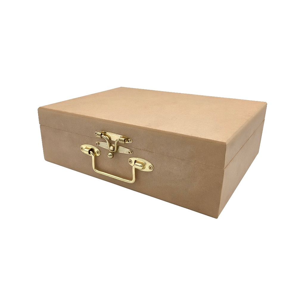 Caixa MDF Cru 38x38x6cm Lisa com Fecho Alça e Dobradiças