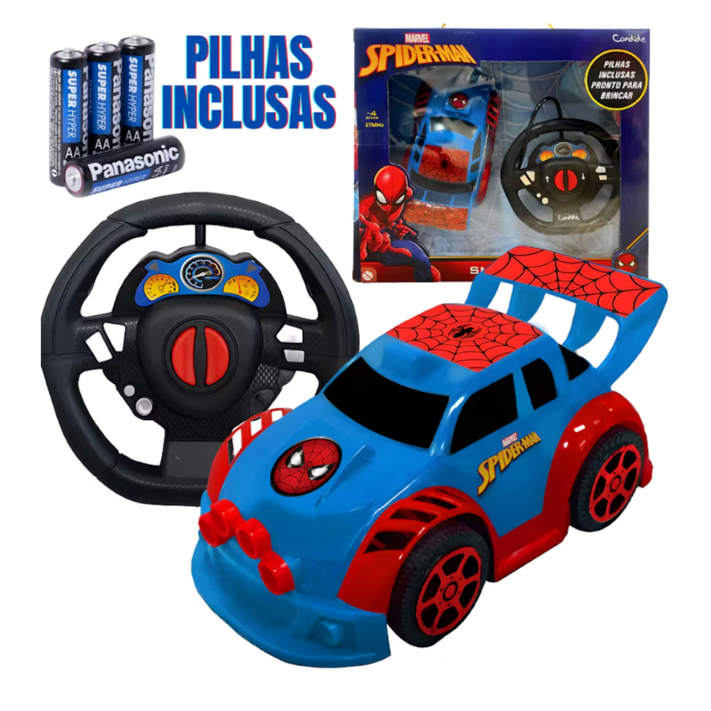 Carro de Controle Remoto HOMEM ARANHA + Pilha Inclusa / ORIGINAL ...