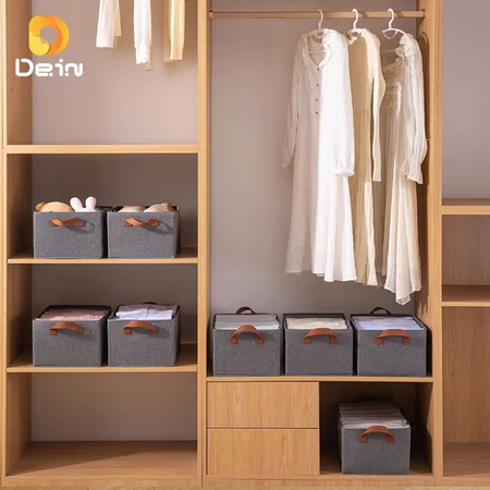 Caixa Organizadora Dobrável Multiuso Com Tampa Feita em TNT Resistente E Ecológico