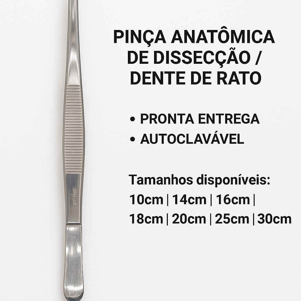 Pinça Anatomica | Dissecção ou Dente de Rato | Diversos Tamanhos | Aço ...