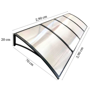 Toldo area externa policarbonato modular 2.90x70 cm cobertura portas e janelas