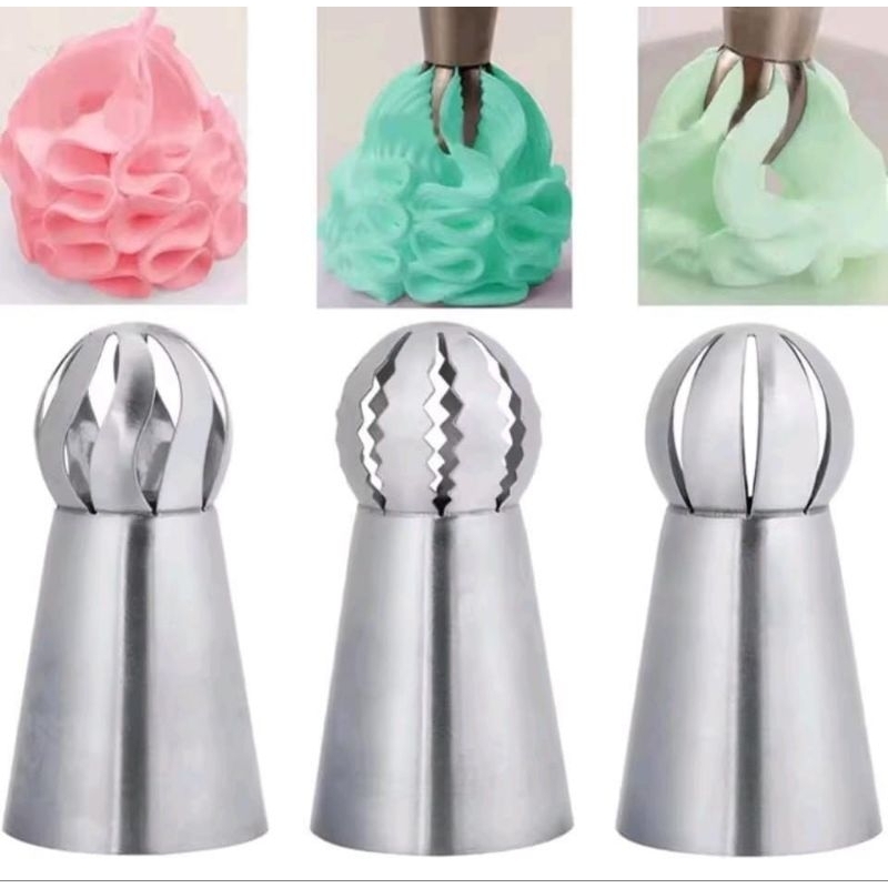 Kit 3 bicos para confeitaria Russo aço inox bicos de confeit