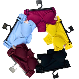 Kit 5 Conjuntos Menina Moça Calcinha E Sutiã Com Bojo Lingerie Infantil Lisa