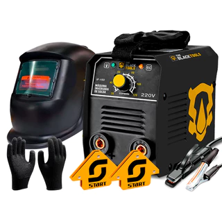 Máquina De Solda The Black Tools Mma 120a Com Máscara De Solda + Luva Pedreiro E 2 Esquadros
