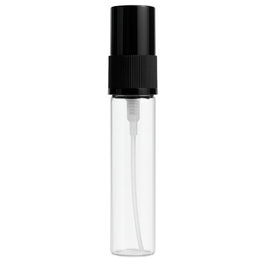 Kit Flaconete Perfume VidroTransparente Slim 10ml Válvula Spray Tampa Preta