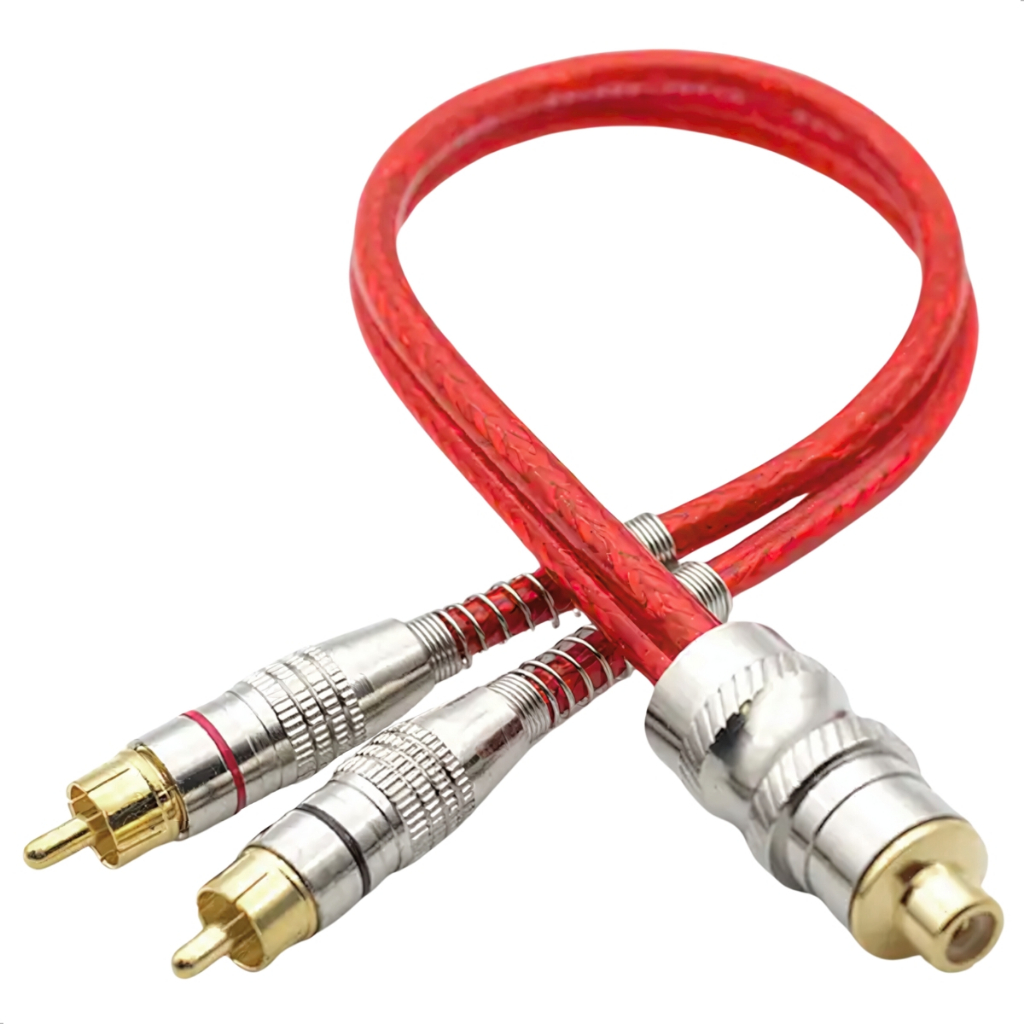 Cabo Y Rca Blindado 5mm Plug Conector Metal 2m/1f Para Som Automotivo ...