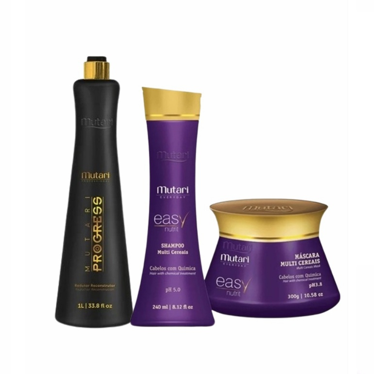 Kit Progressiva Mutari 1 Litro + Shampoo e Máscara Easy Nutrit | Shopee ...