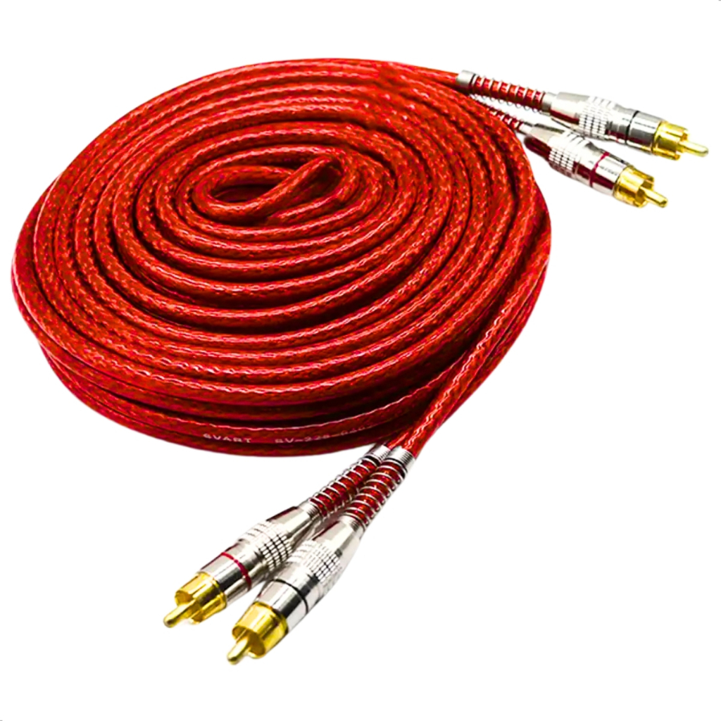 Cabo Rca Blindado 5 Metros 5mm Plug Conector Metal Para Som Automotivo ...
