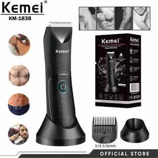 Kemei KM-1838 Aparador de Pelos para a Área Íntima, à Prova d'Água, Cortador Seco e Molhado, Barbeador para Pelos