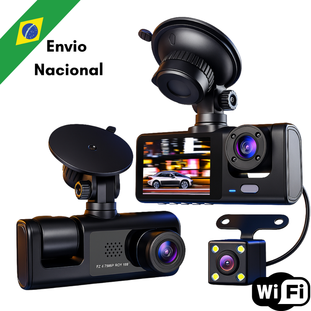 Câmera Carro 3CAM Wi-fi Full Hd Motorista Uber Onibus Aplicativo ...