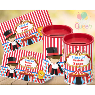 Cofrinhos Personalizados Circo Vintage aquarela  - Temos todos os temas em Oferta na Shopee