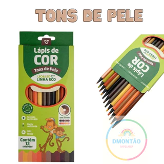 Lápis De Cor Tons De Pele Hexagonal Ecológico  - Caixa C/12 Unid. Leo&Leo em Oferta na Shopee