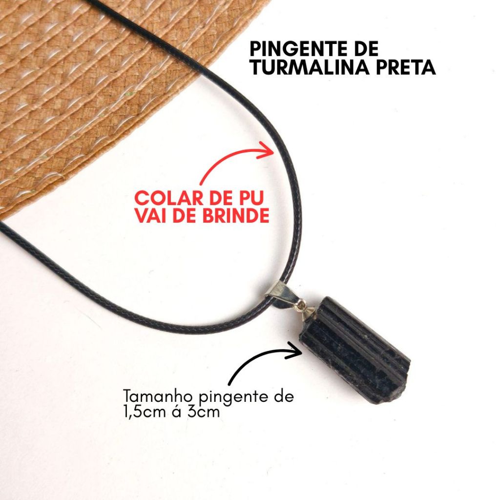 Pingente de Turmalina Negra Bruta - Pedra 100% Natural Bruta - Ganhe ...