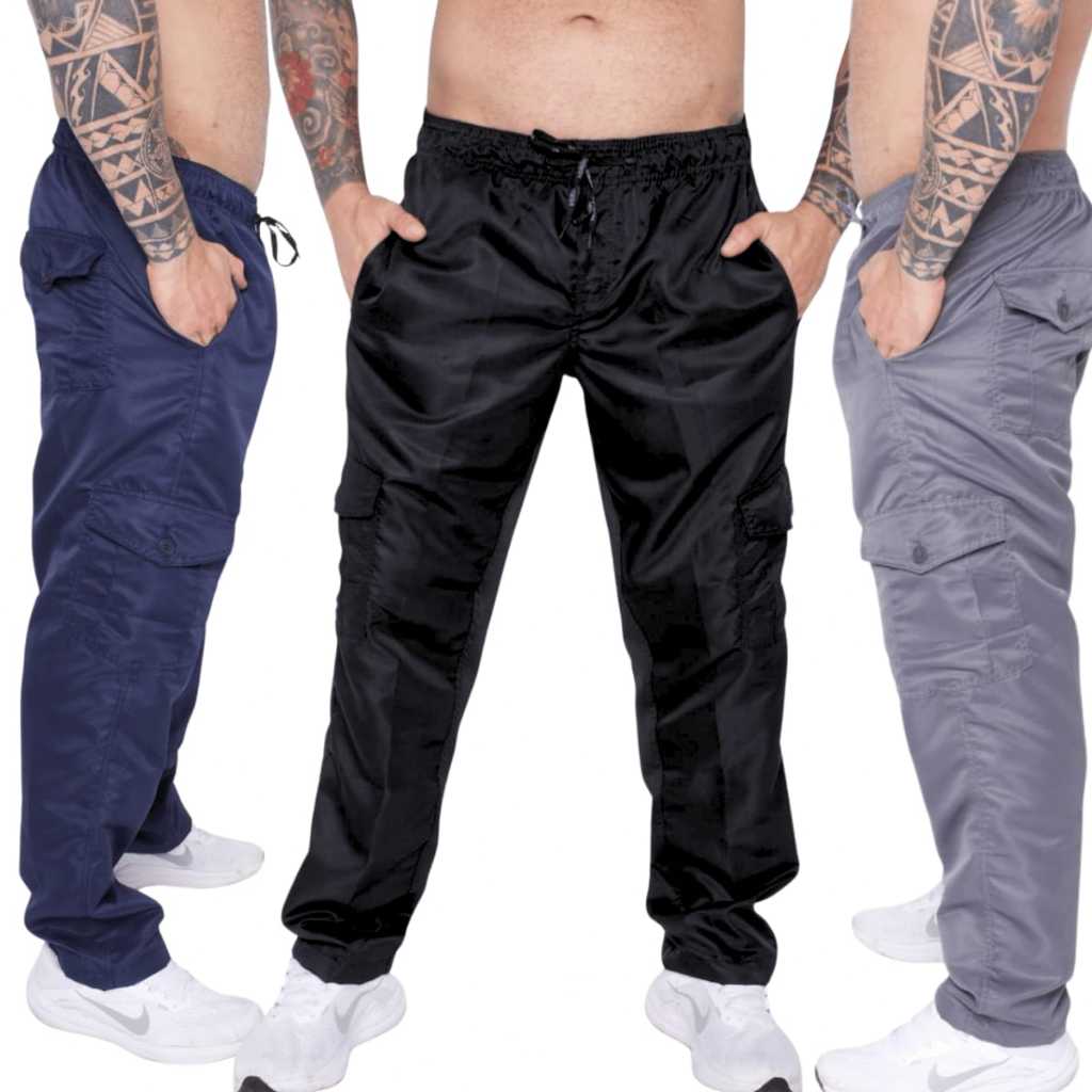 Calça Cargo Tactel Masculina 6 Bolsos Trabalho Uniforme