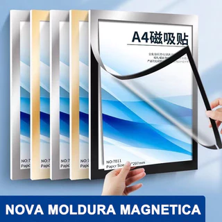 Kit5 Molduras Magnéticas Moldura Quadro A3/A4/ Vidro ou Acetato Certificado - Porta Retrato para Diploma, Fotos e Poster
