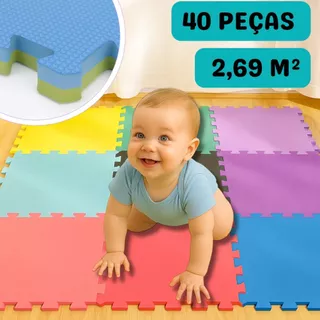 Tatame De EVA Kits Com 40 Unidades - Colorido - Econômico 2,69 Metros Quadrados De Área