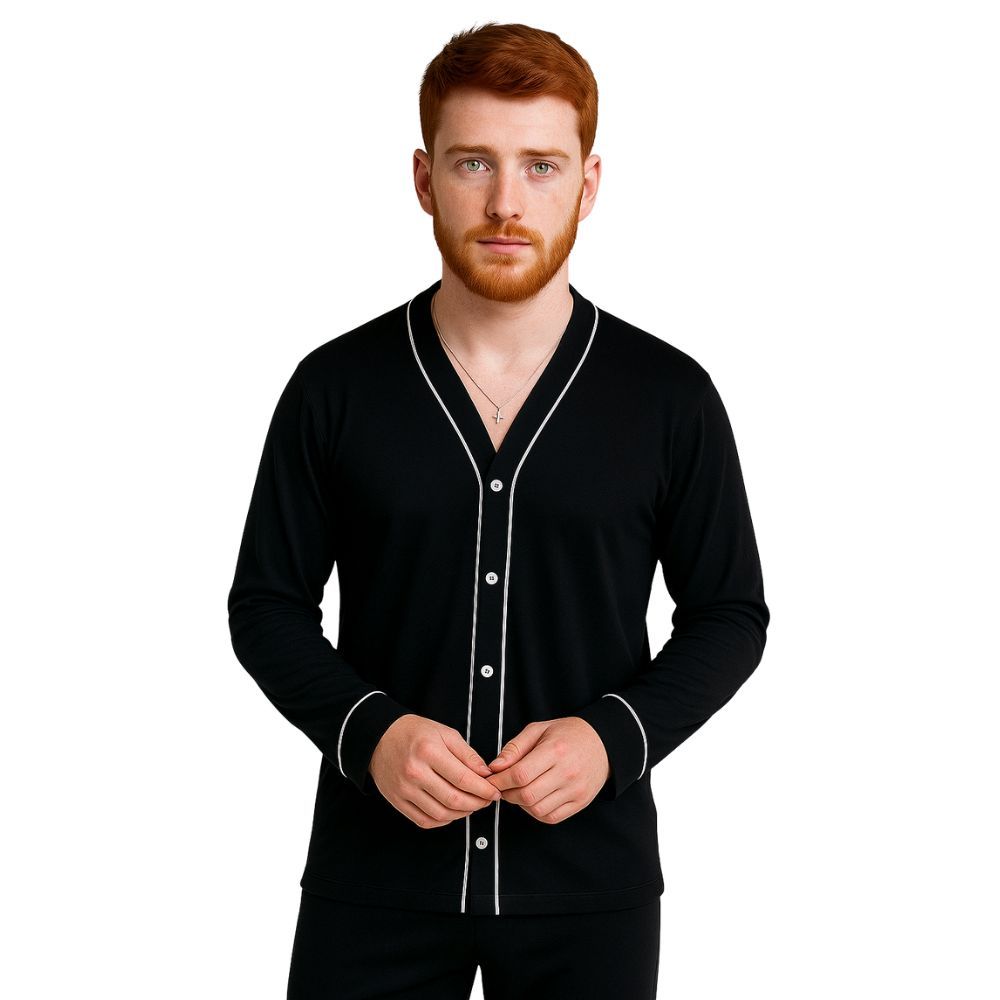 Pijama Americano Masculino Adulto Verão ou Inverno Calça ou Short Manga Longa ou Curta Pós Cirúrgico Botões que Abrem em Oferta na Shopee