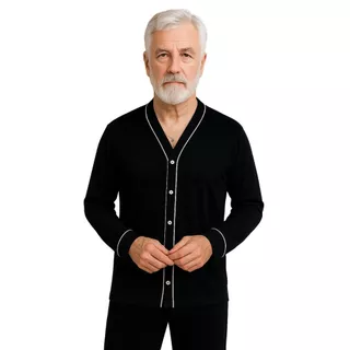 Pijama Americano Masculino Adulto Verão ou Inverno Calça ou Short Manga Longa ou Curta Pós Cirúrgico Botões que Abrem em Oferta na Shopee
