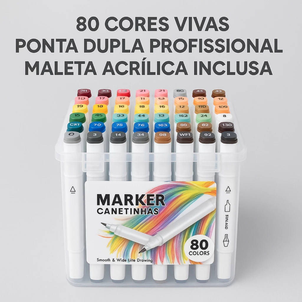 Kit 24 36 48 60 80 120 canetinhas coloridas Touch com estojo ponta