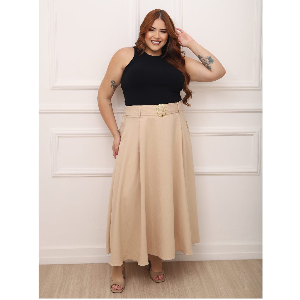 SAIA LONGA FEMININA PLUS SIZE (sensorial) MODA EVANGÉLICA CULTO ...