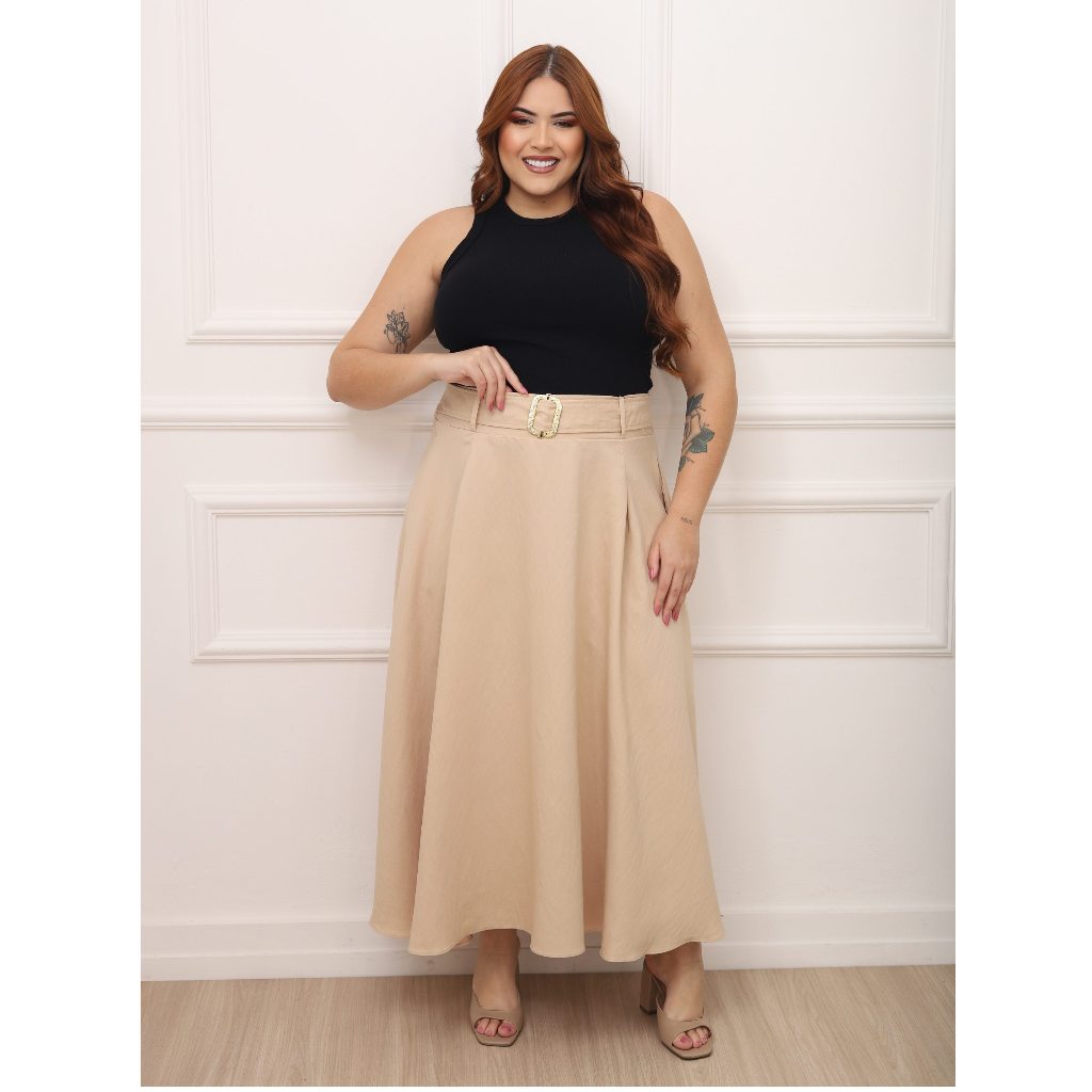 SAIA LONGA FEMININA PLUS SIZE (sensorial) MODA EVANGÉLICA CULTO ...
