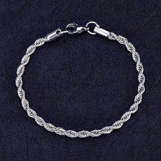 Pulseira Cordão Baiano Aço Inox Legítimo Cirúrgico Prata Original Não Escurece