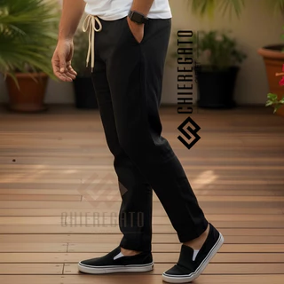 Calça Baggy Masculina Balão Folgada Streetwear Calça Linho Alfaiataria Bege Preta Calça Bag Unissex