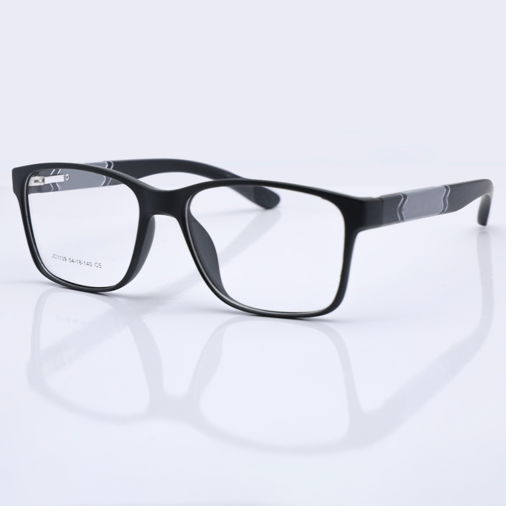 Óculos de Grau Retangular Unissex 54-18-140 – Preto Clássico com Detalhes Laterais Coloridos