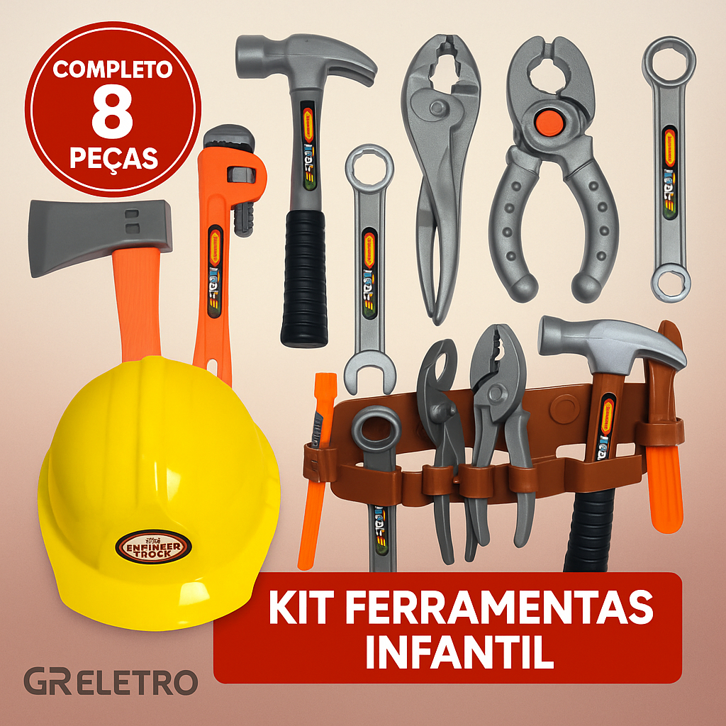 Kit de Ferramentas Construtor Engenheiro Infantil com Capacete e Cinto ...