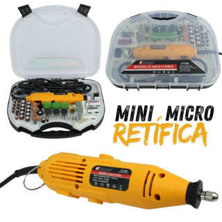 Mini Retífica Profissional 500W 210 Peças Nakasaki com Maleta e Extensor Lixadeira Multiuso