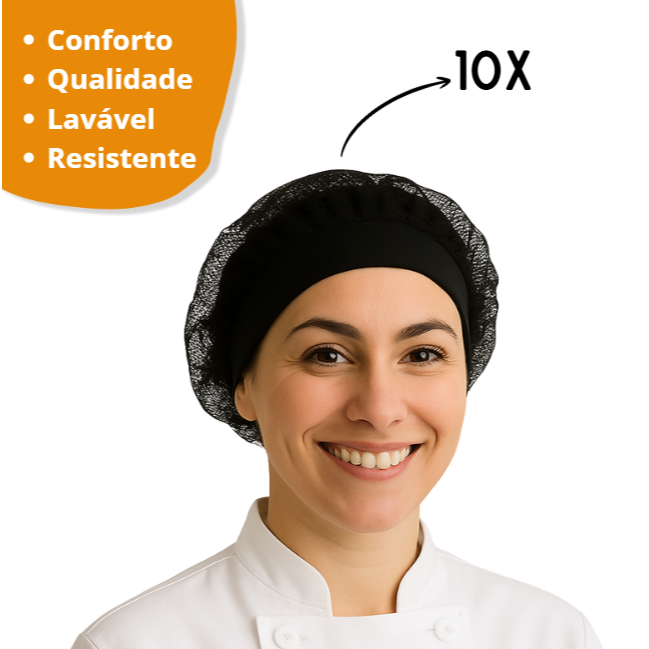 Kit Touca Cozinha Touquinha Telinha Lavável Restaurante Pada